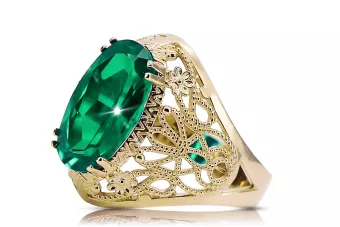 Aur galben 14K Smarald Inel Stil Vintage vrc074y